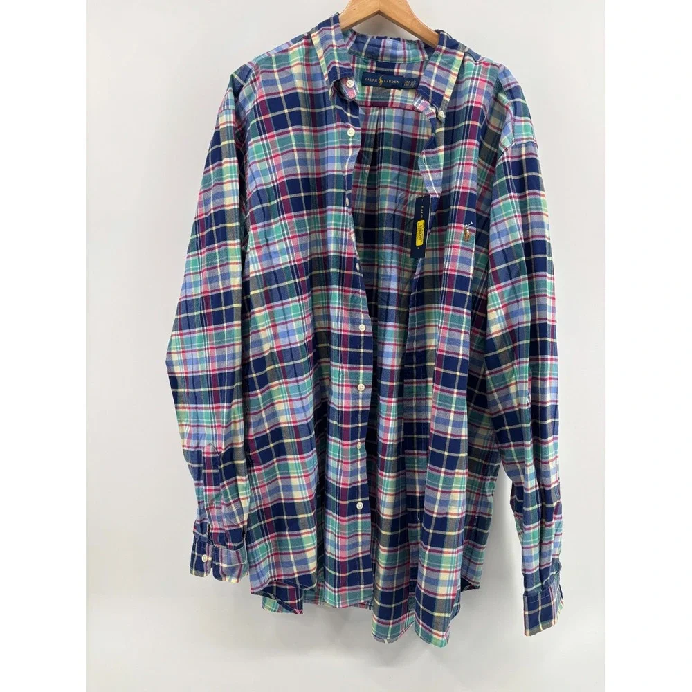 Polo Ralph Lauren Mens 2XLT Multicolor Plaid Long Sleeve Button Down Shirt NWT